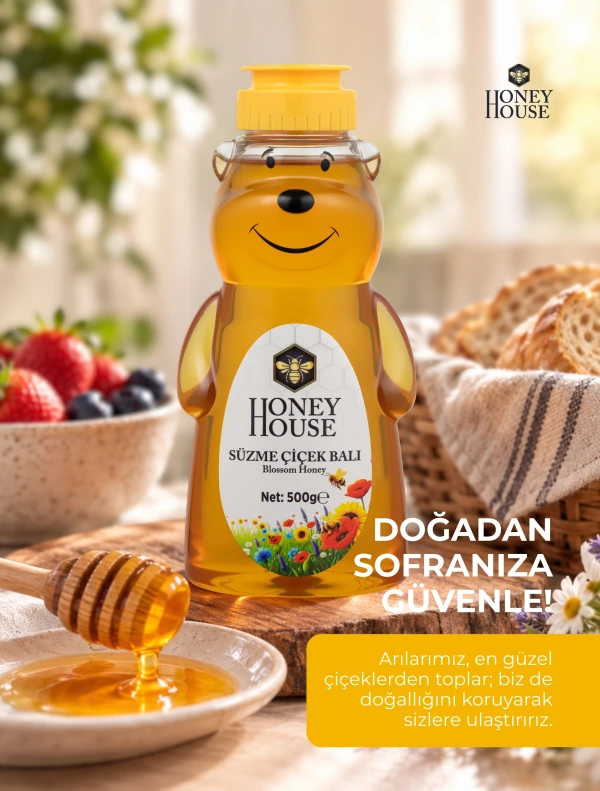 Süzme Çiçek Balı Pet Ayıcık Ambalaj 500 gr