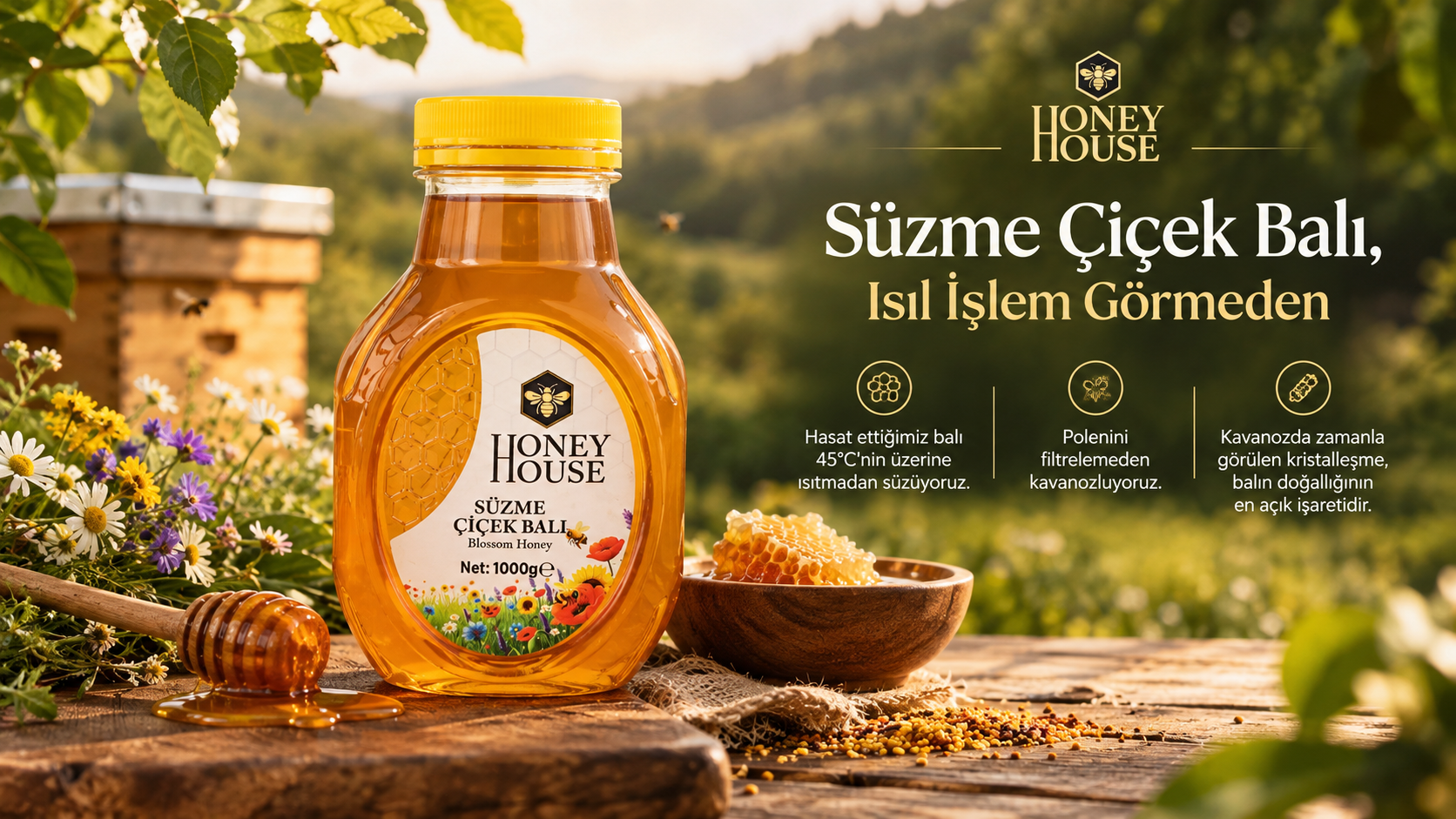 Süzme çiçek balı, ısıl işlem görmeden